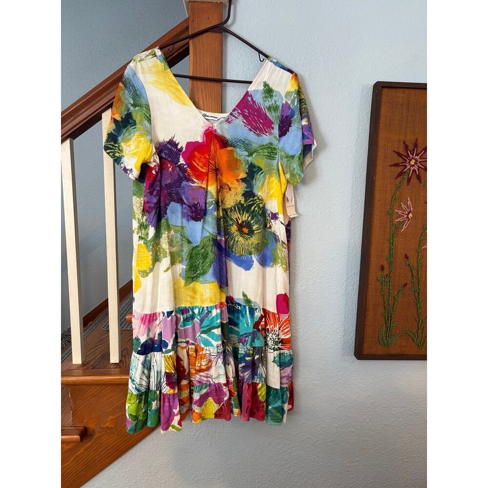 Jams world Monticello drop waist tier Hawaiian dress nwt rayon xxl xl floral